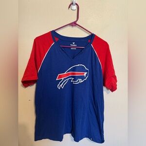 Fanatics Women’s Buffalo Bills Split Neck Glitter Logo T-Shirt Size XL